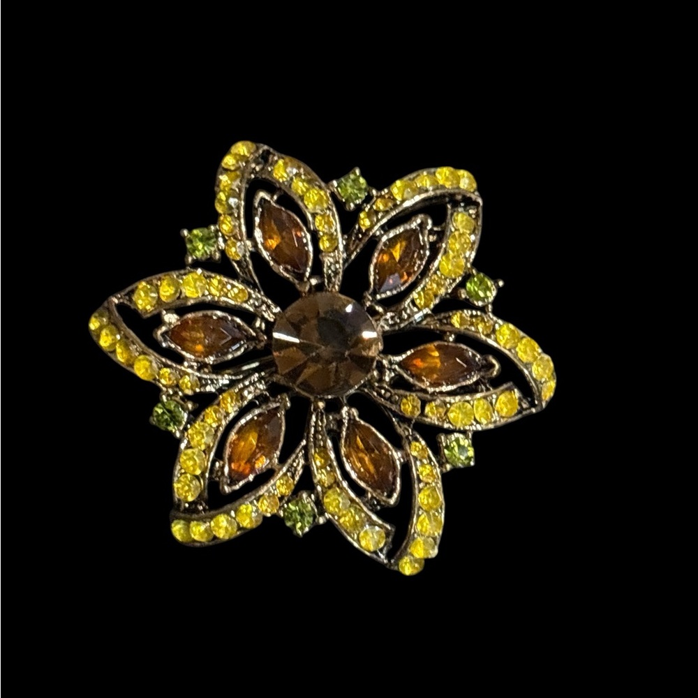 Elegant Floral Gemstone Brooch